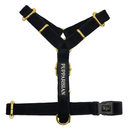 Sametový postroj typu guard pro psa s mašlí 2.0 – černý