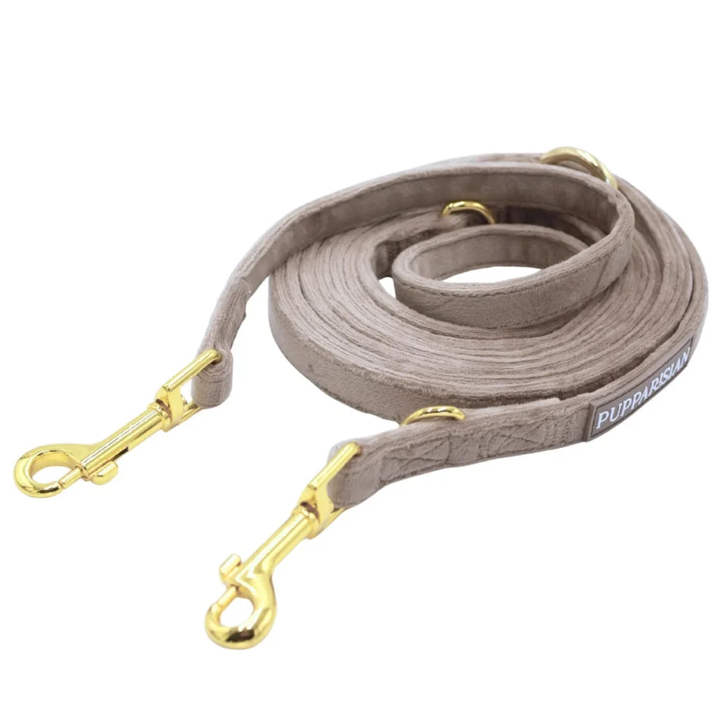Sametové přepínací vodítko pro psa 3 m – béžové