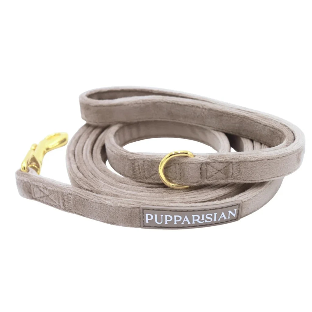 Sametové městské vodítko pro psa – béžové 190 cm