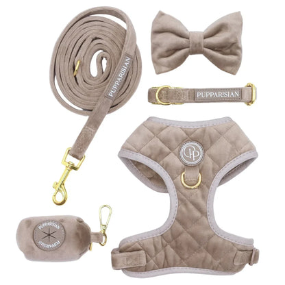 Sametové městské vodítko pro psa – béžové 190 cm