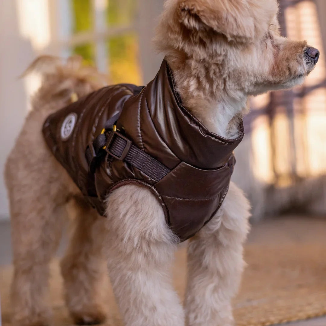 Kurtka dla psa zimowa 2w1 ocieplana wodoodporna - Brązowa
