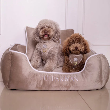 Sametový pelíšek pro psa – béžový