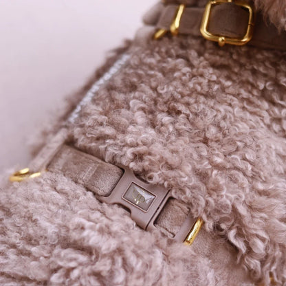 Sametový postroj typu guard pro psa – béžový