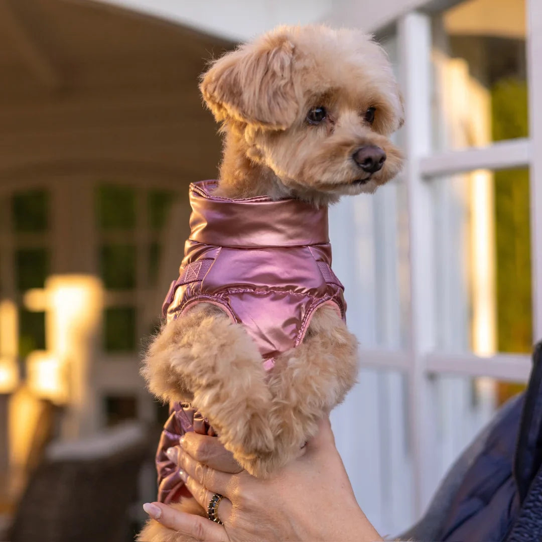 Zimní bunda pro psa 2v1 – zateplená a voděodolná - růžová