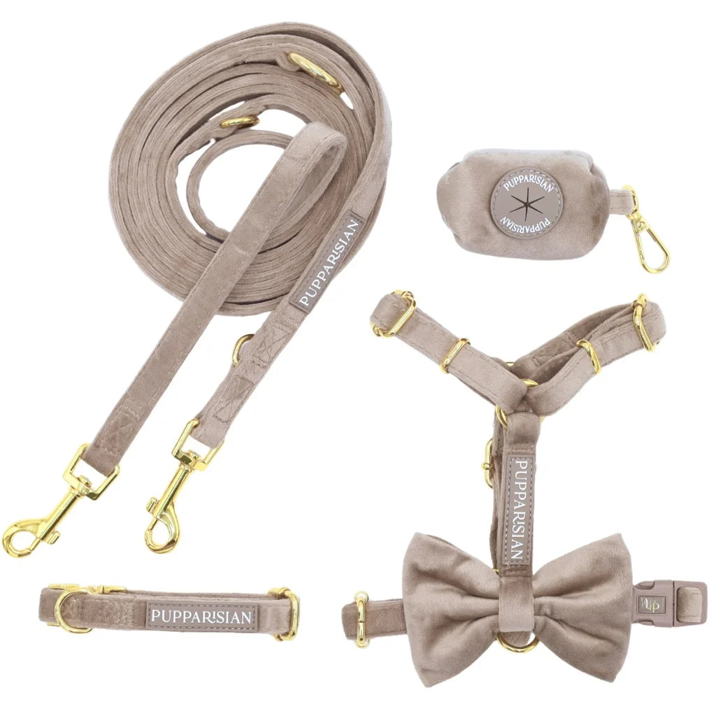 Sametové přepínací vodítko pro psa 3 m – béžové