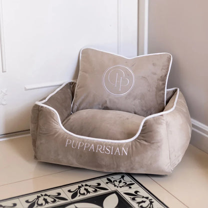 Sametový pelíšek pro psa – béžový