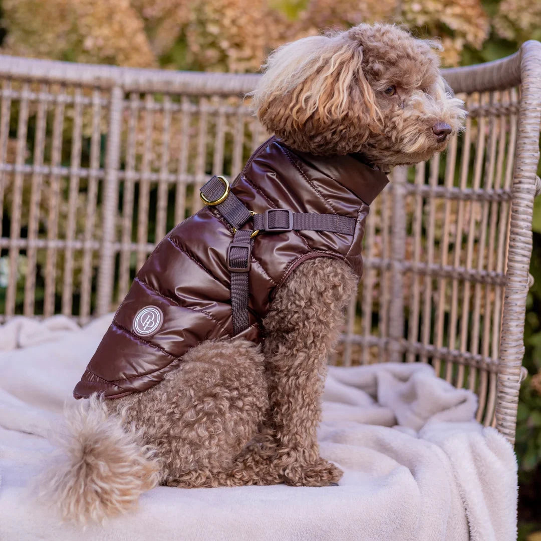 Kurtka dla psa zimowa 2w1 ocieplana wodoodporna - Brązowa