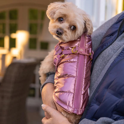 Zimní bunda pro psa 2v1 – zateplená a voděodolná - růžová