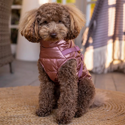 Zimní bunda pro psa 2v1 – zateplená a voděodolná - růžová