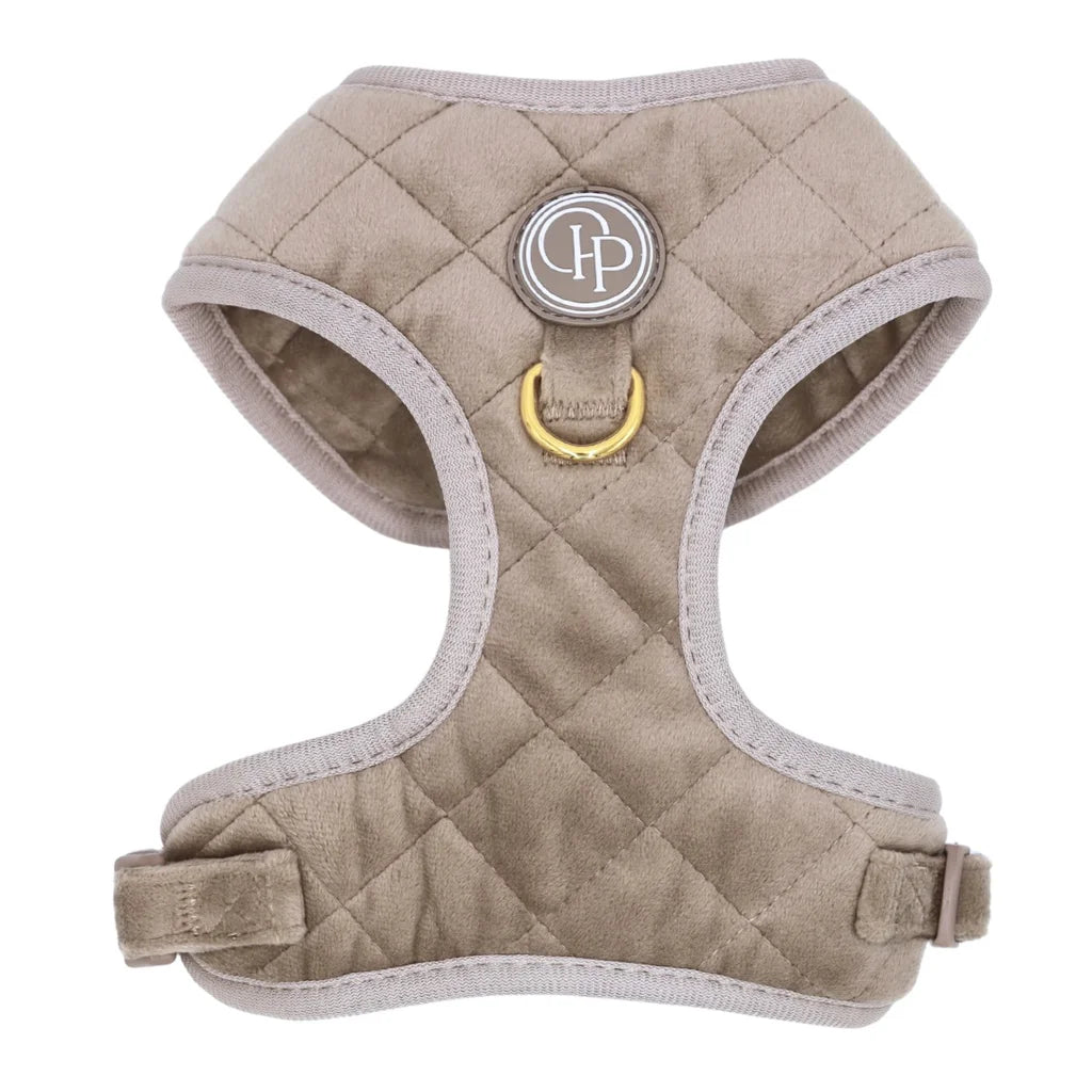 Sametový beztlakový postroj pro psa – béžový