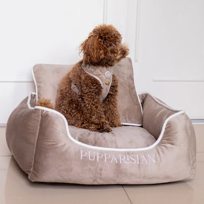 Sametový pelíšek pro psa – béžový