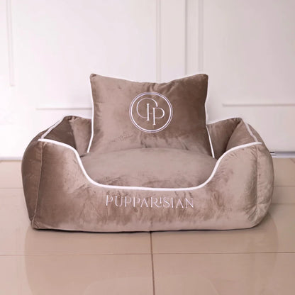 Sametový pelíšek pro psa – béžový