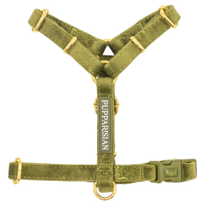 Sametový postroj typu guard pro psa 2.0 – olivově zelený