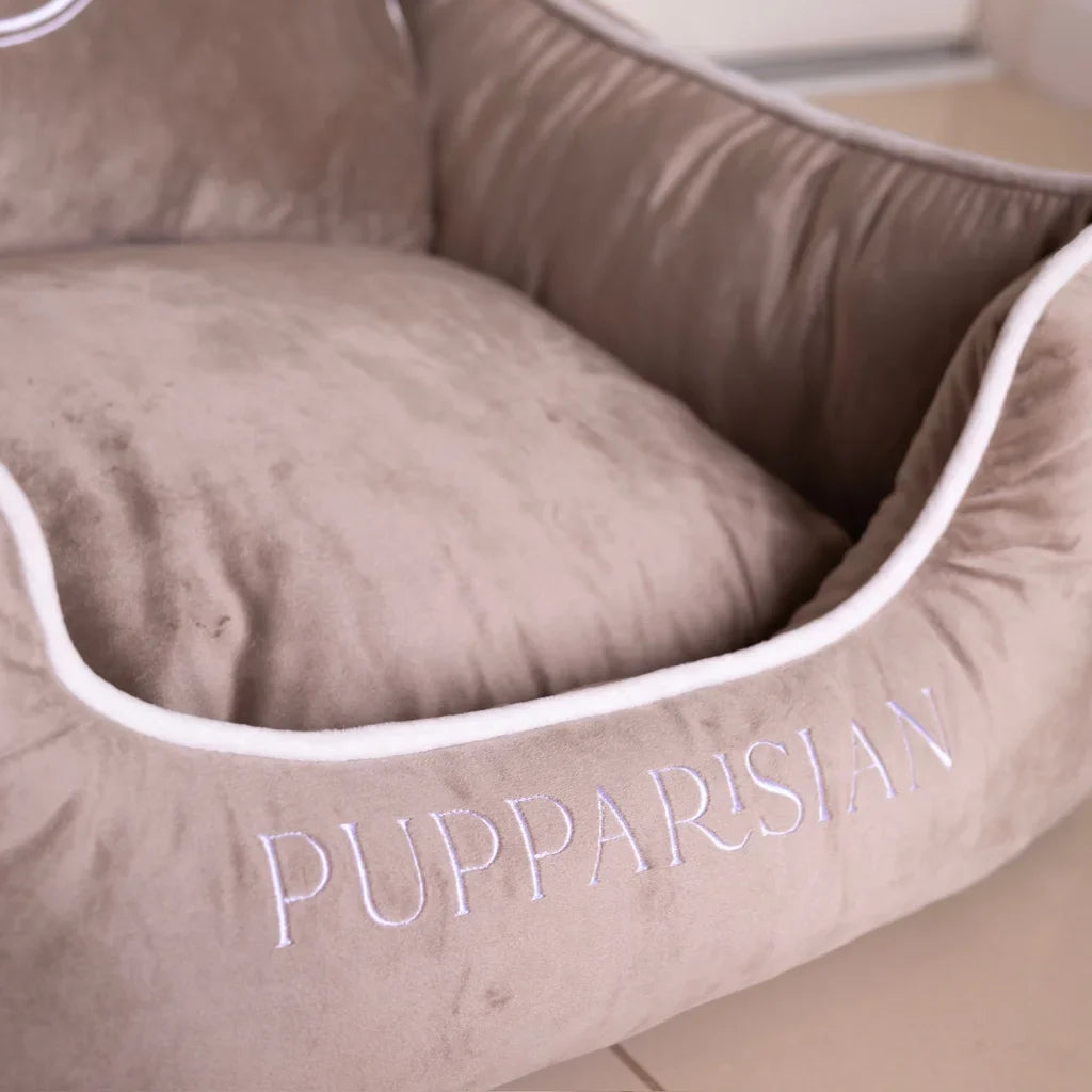 Sametový pelíšek pro psa – béžový