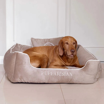 Sametový pelíšek pro psa – béžový