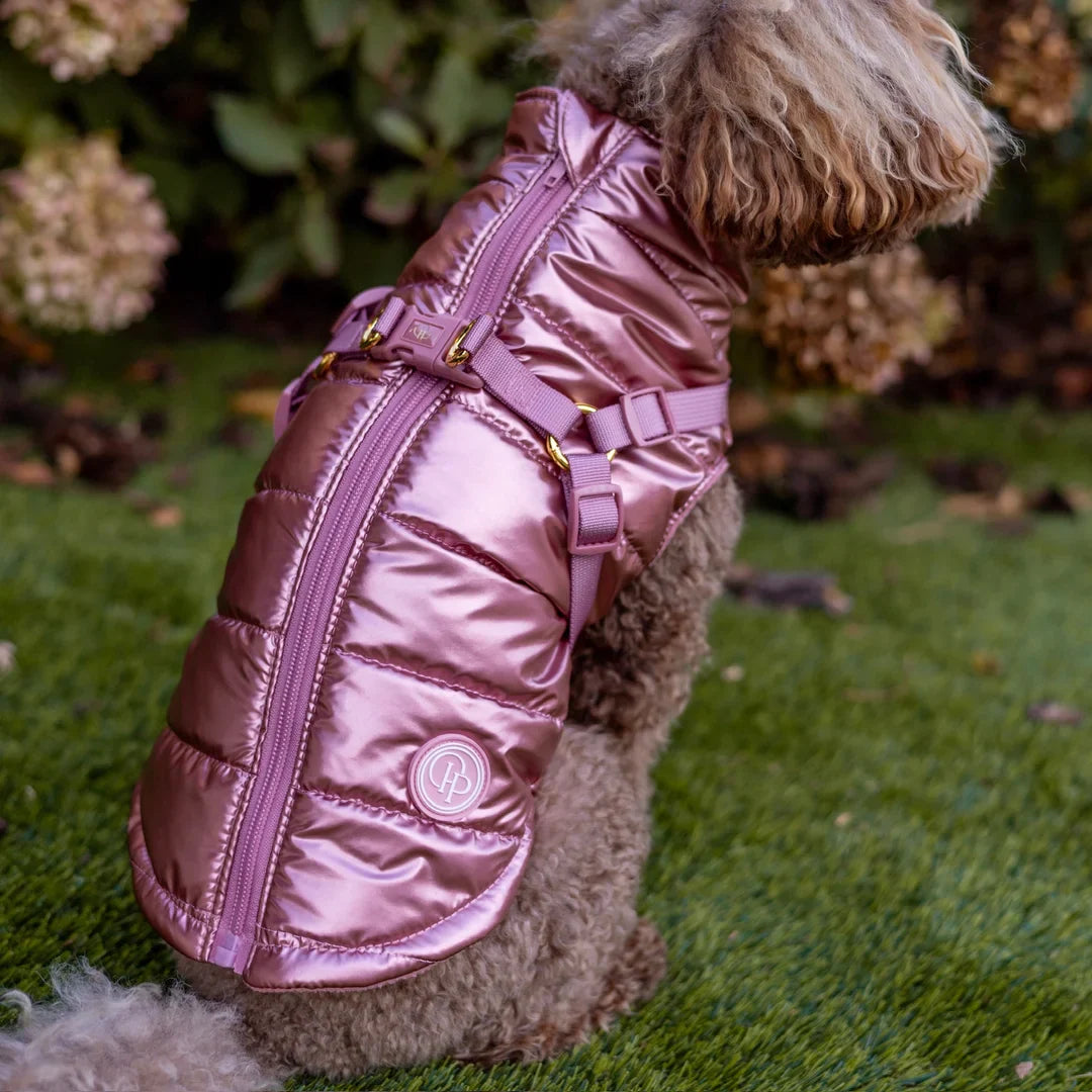 Zimní bunda pro psa 2v1 – zateplená a voděodolná - růžová