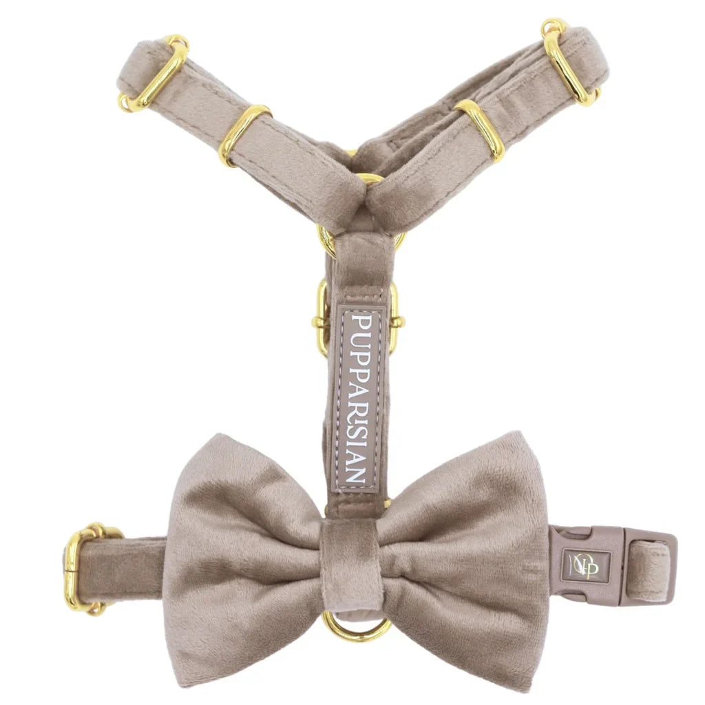 Sametový postroj typu guard pro psa – béžový