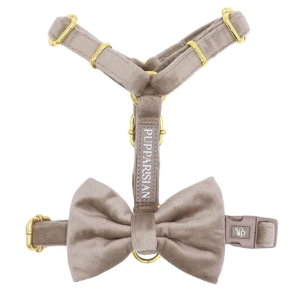 Sametový postroj typu guard pro psa – béžový