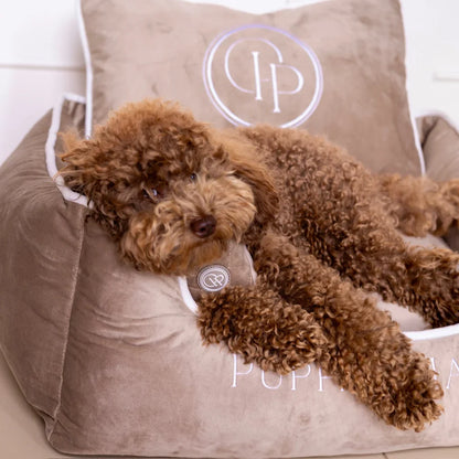 Sametový pelíšek pro psa – béžový