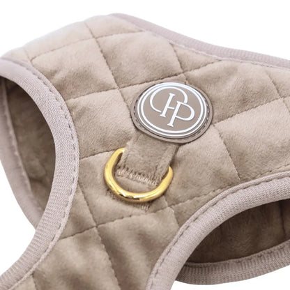 Sametový beztlakový postroj pro psa – béžový