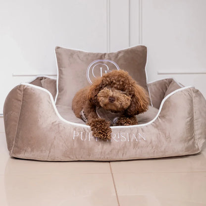 Sametový pelíšek pro psa – béžový