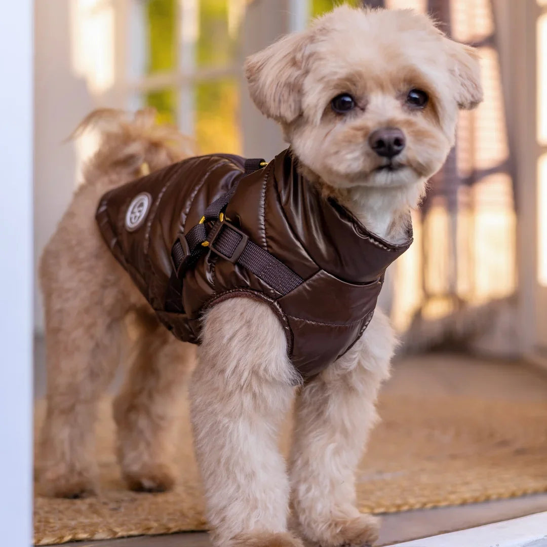 Kurtka dla psa zimowa 2w1 ocieplana wodoodporna - Brązowa