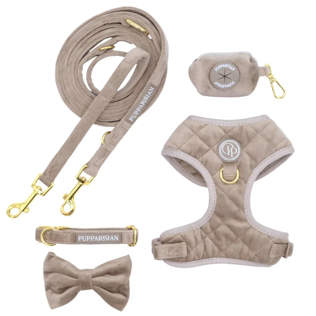 Sametové přepínací vodítko pro psa 3 m – béžové