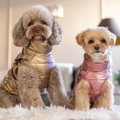 Kurtka dla psa zimowa 2w1 ocieplana wodoodporna - Złota