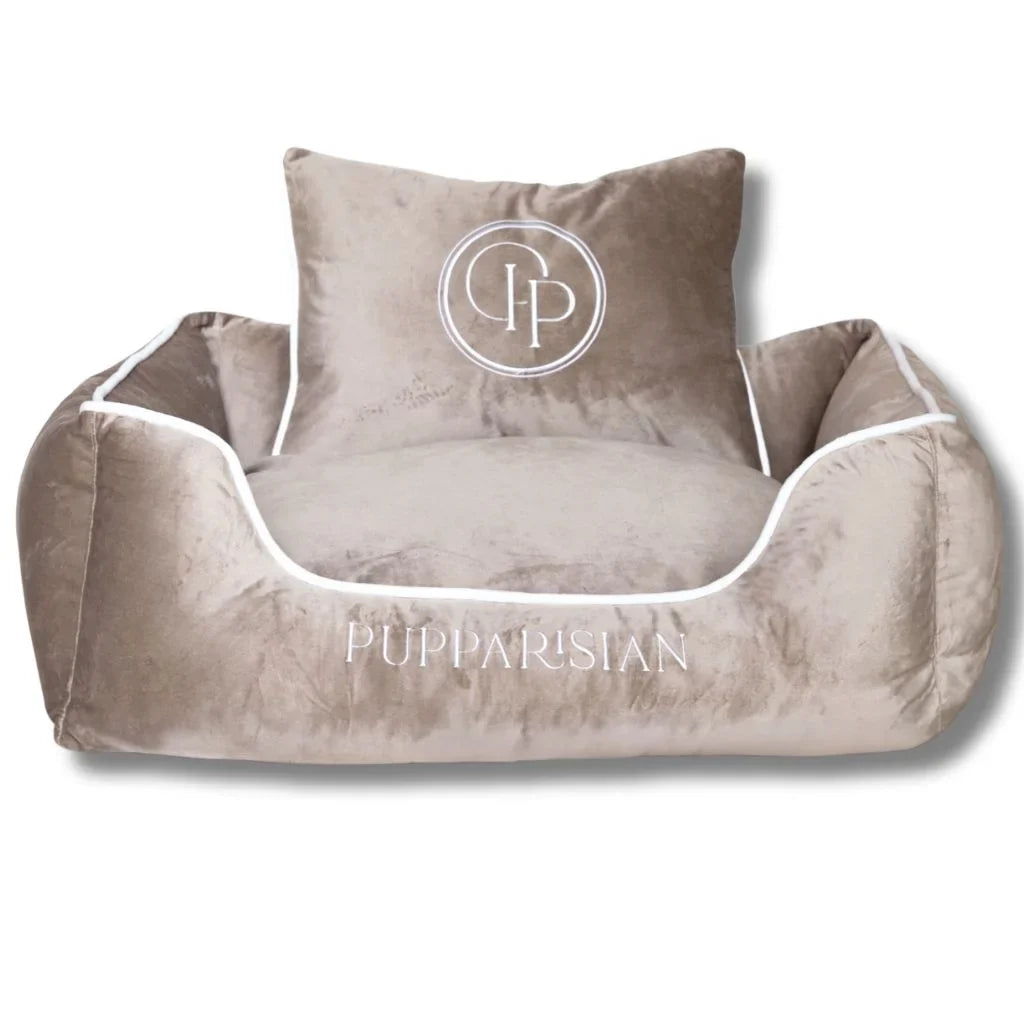 Sametový pelíšek pro psa – béžový