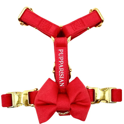 Postroj typu guard pro psa s mašlí – červený
