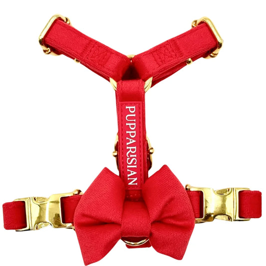 Postroj typu guard pro psa s mašlí – červený