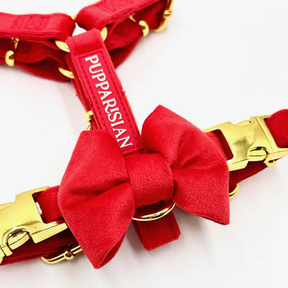 Postroj typu guard pro psa s mašlí – červený